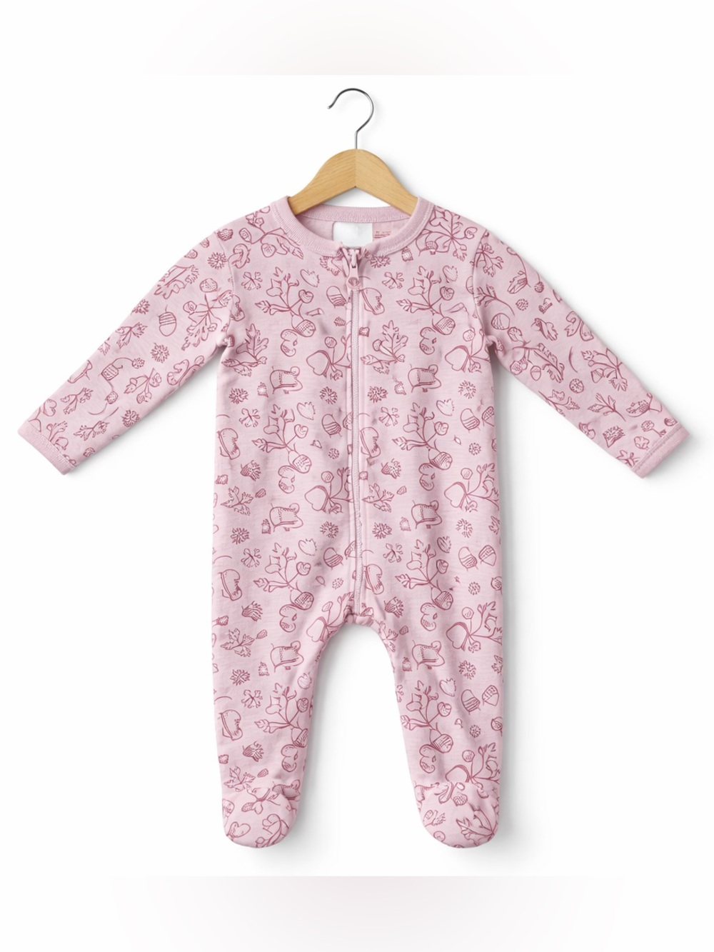 10/$15 Baby on Board Pink Woodland Animals Print Footie Pajamas Size 3-6